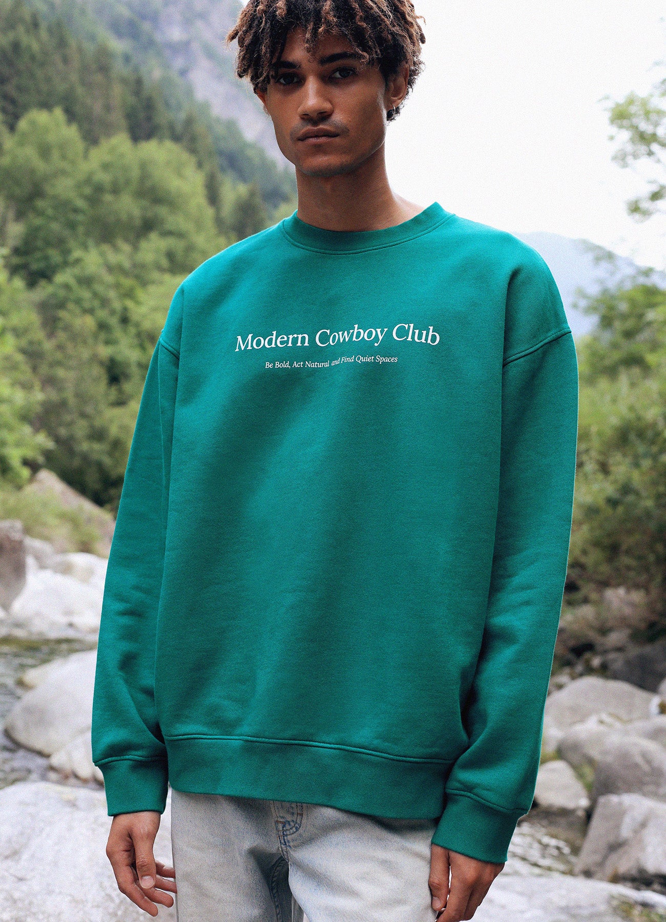 Meadow Crewneck - Green White Logo