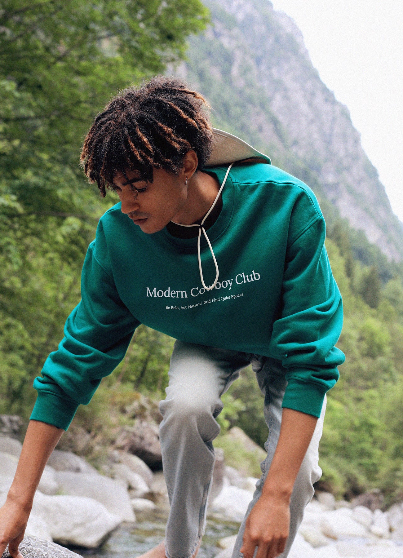 Meadow Crewneck - Green White Logo