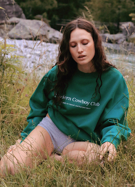 Meadow Crewneck - Green White Logo