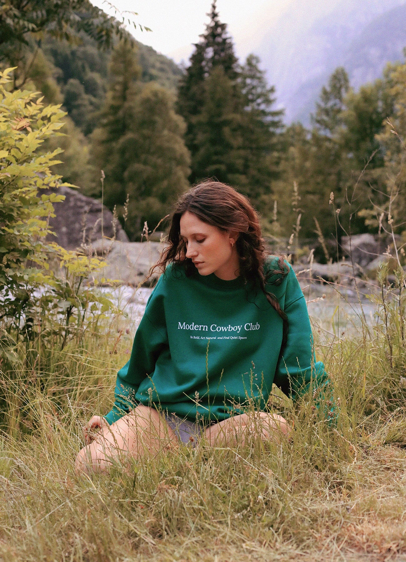 Meadow Crewneck - Green White Logo
