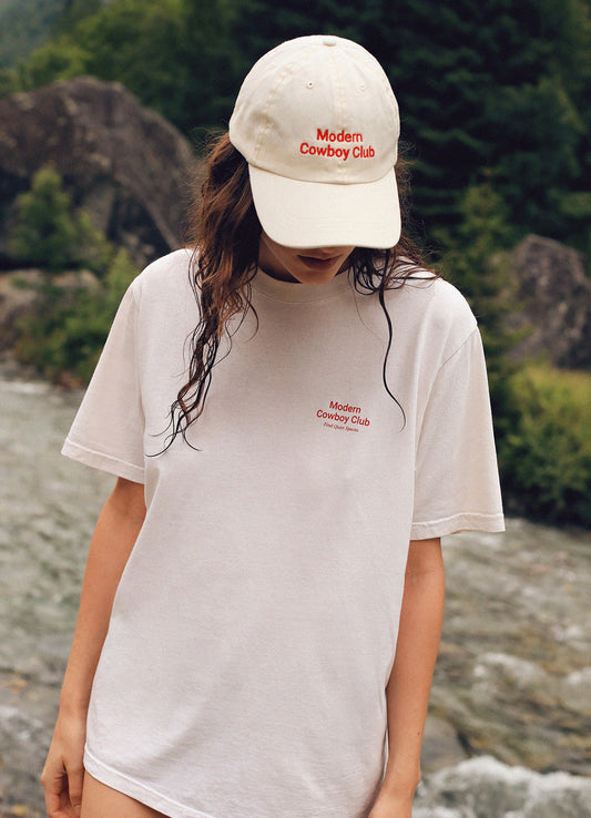 Jil T-shirt - Ivory & Red Logo