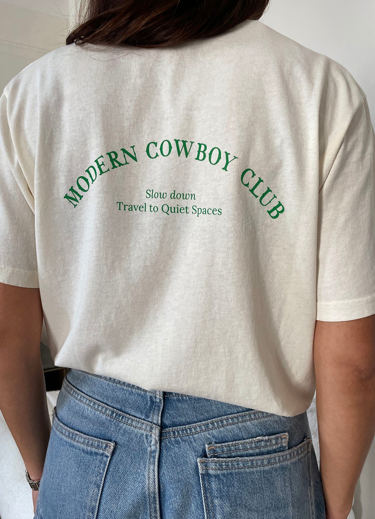 Jil T-shirt - Ivory & Green Logo