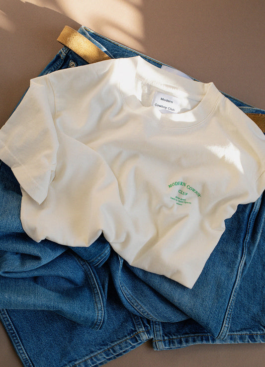 Jil T-shirt - Ivory & Green Logo